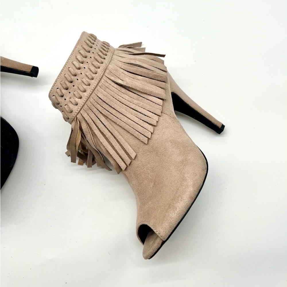 C Label 10 suede boots with open toe Sz 9 - Picture 2 of 11